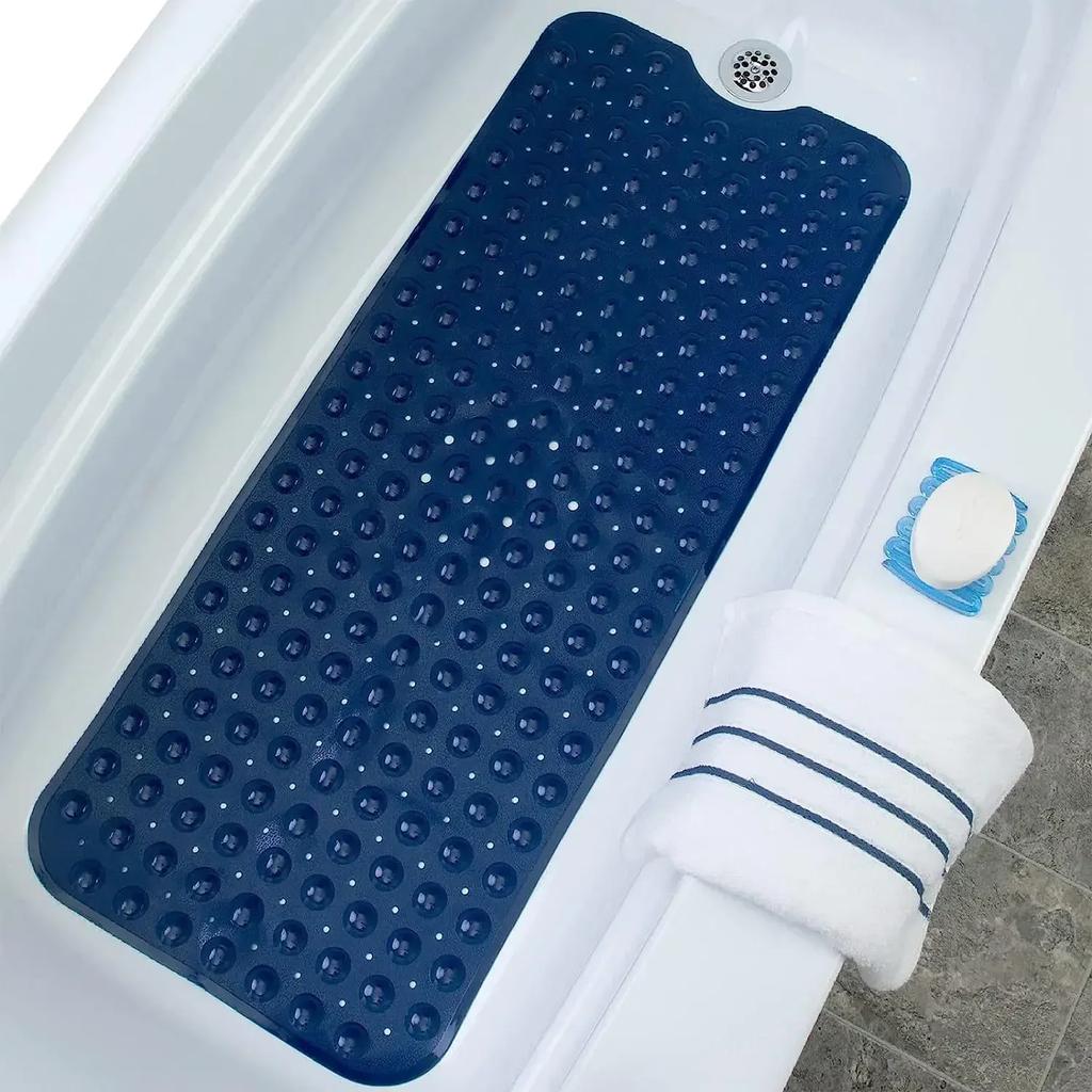 Soft 100x40cm PVC Bathroom Mat - Exquisite Anti-Slip Bathtub Mat with Suction Cups, Non-Slip Shower Floor Pad Simple Bath Mat