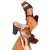 Women's Summer Fashion Open Toe Block Heel Sandals Side Cutout Buckle Strap High Heel Shoes for Casual Wear