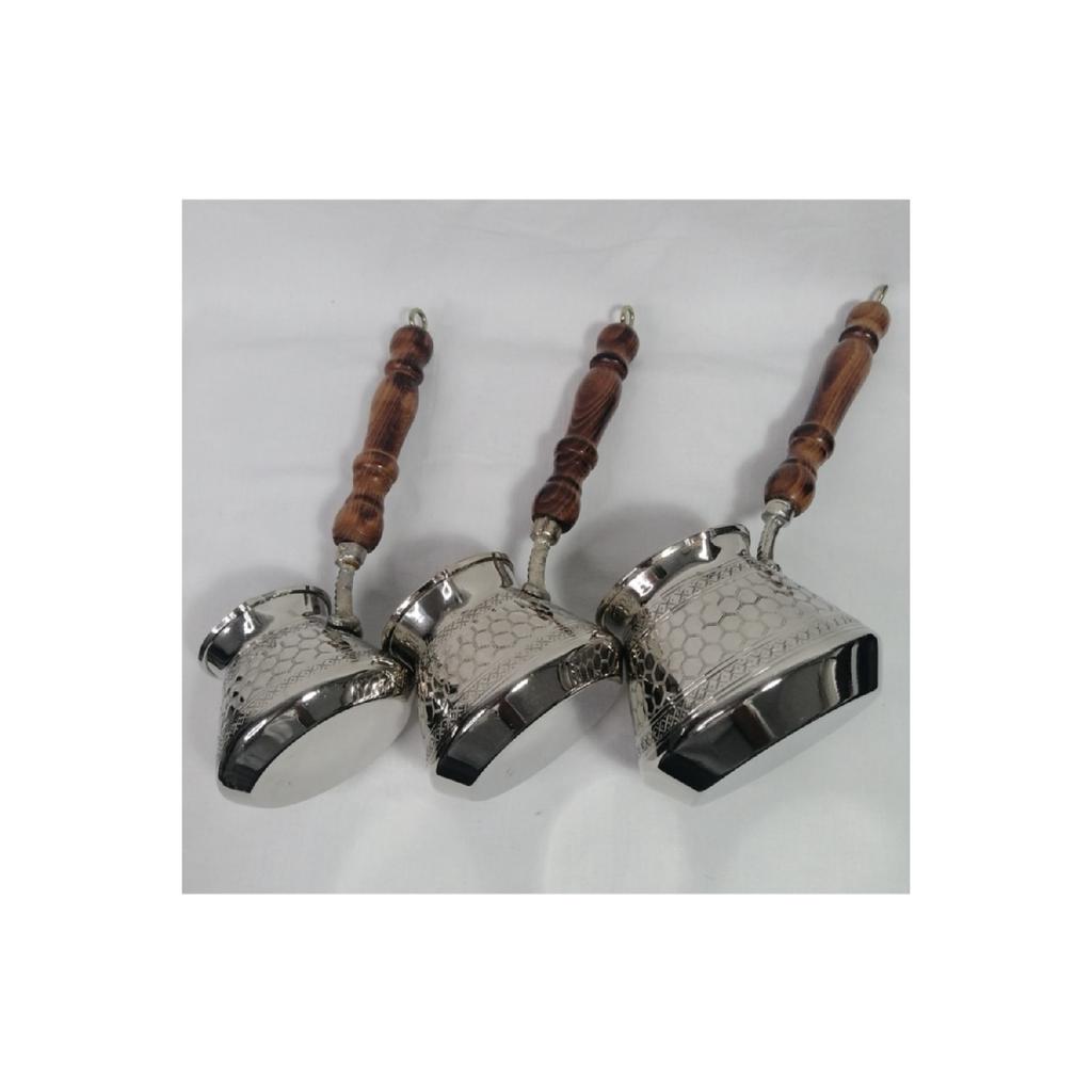 Copper 3-piece Coffee Pot Set Handmade Wooden Handle Sliced model