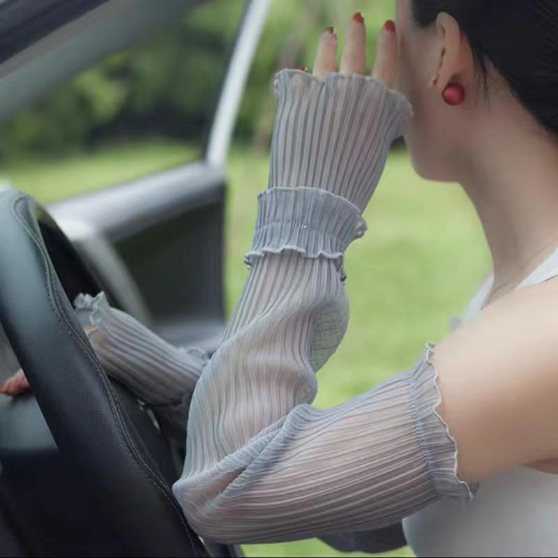 Women's Ice Silk UV Protection Arm Sleeves: Thin, Stylish Sunshade Gloves for Summer