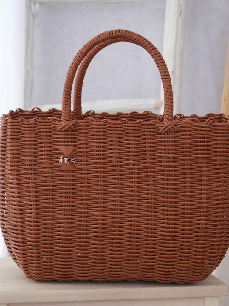 Adorable Cat Woven Tote Bag - Square Handmade Basket for Shopping & Everyday Use