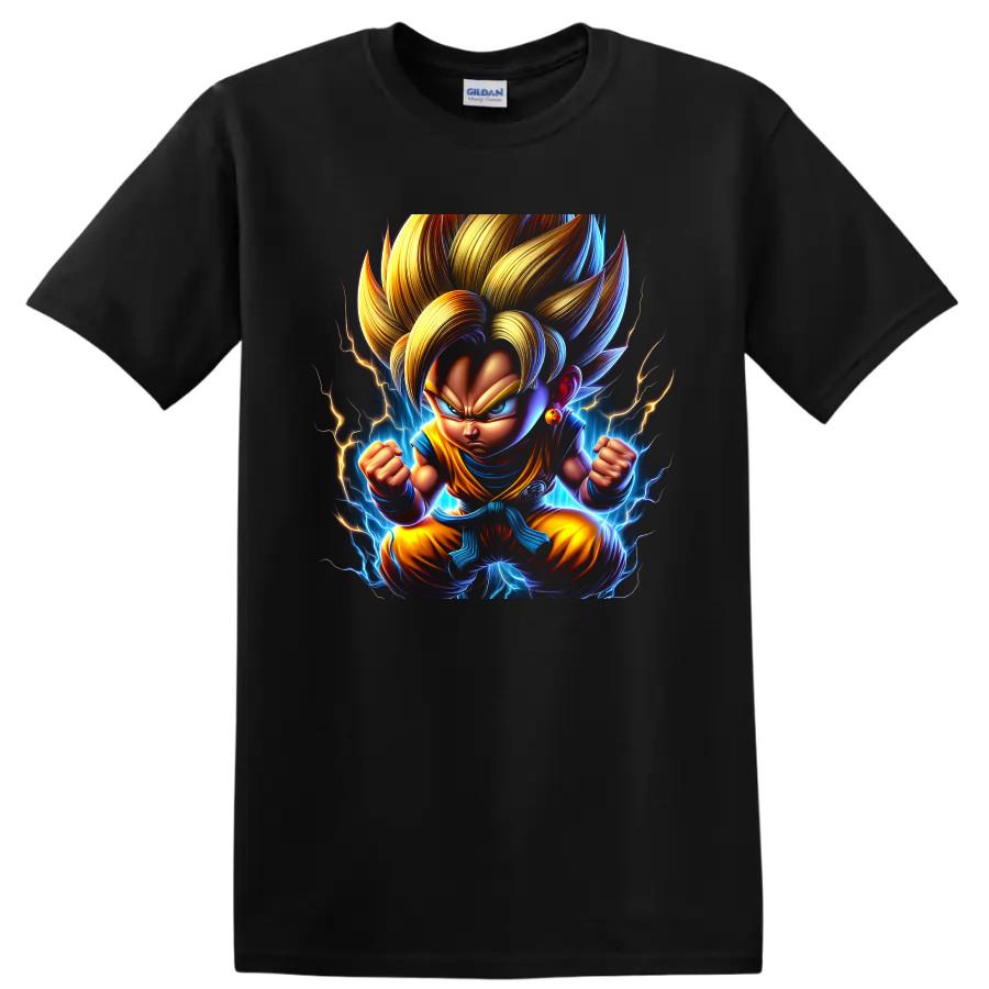 Goku Super Saiyan Anime Fighter Lightning Graphic T Shirt Daima Art Power Tee