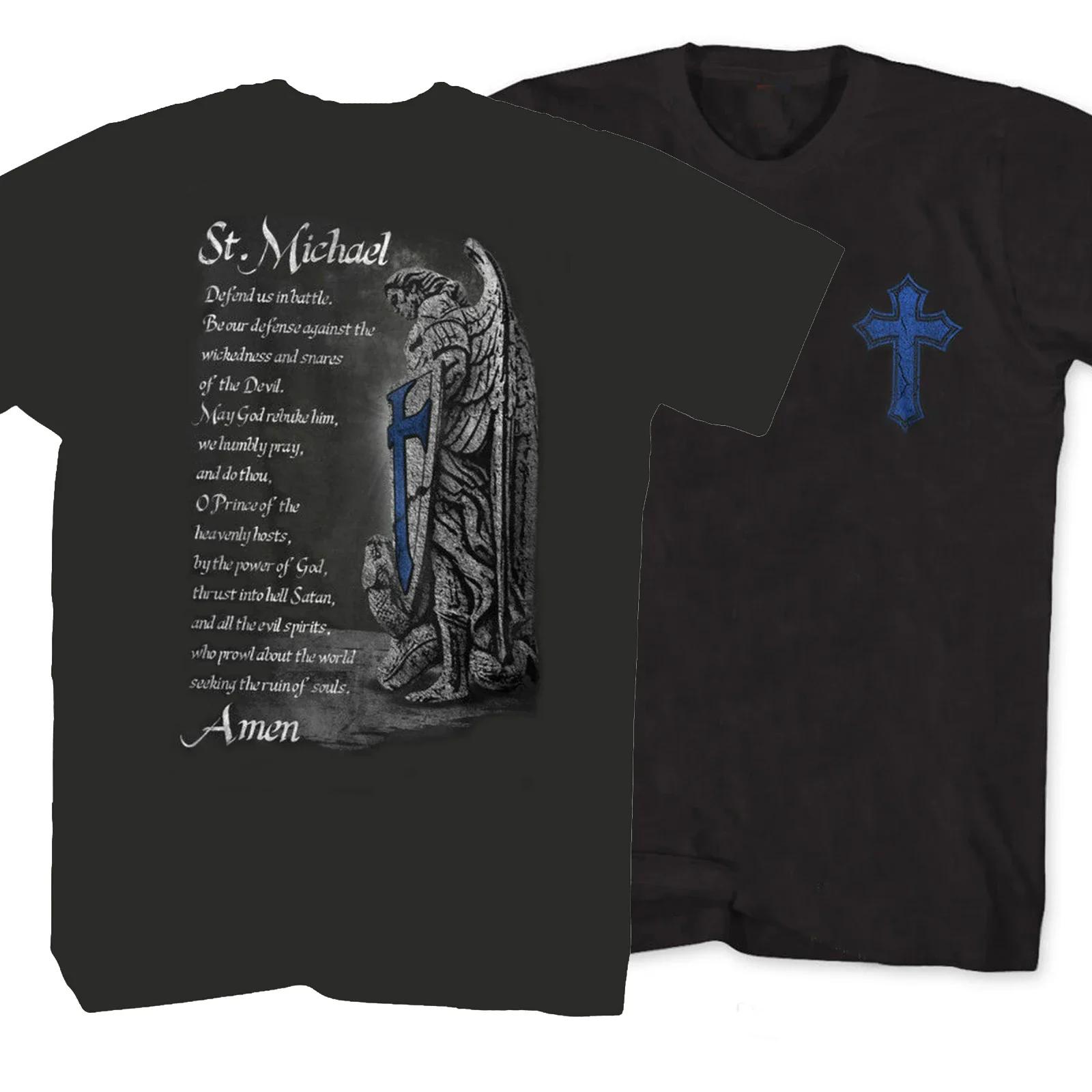 The Archangel Saint Michael Prayer TShirt 100 Cotton ONeck Summer Short Sleeve Casual Unisexs Tshirt Size S3XL S