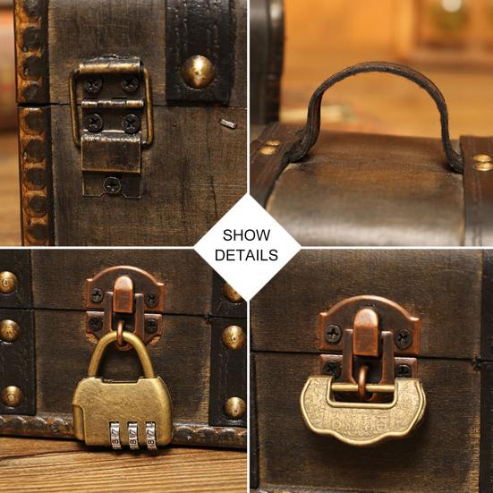 Wooden Organizer Retro Decorative Supplies Wood Vintage Pirate Treasure Chest for Photography