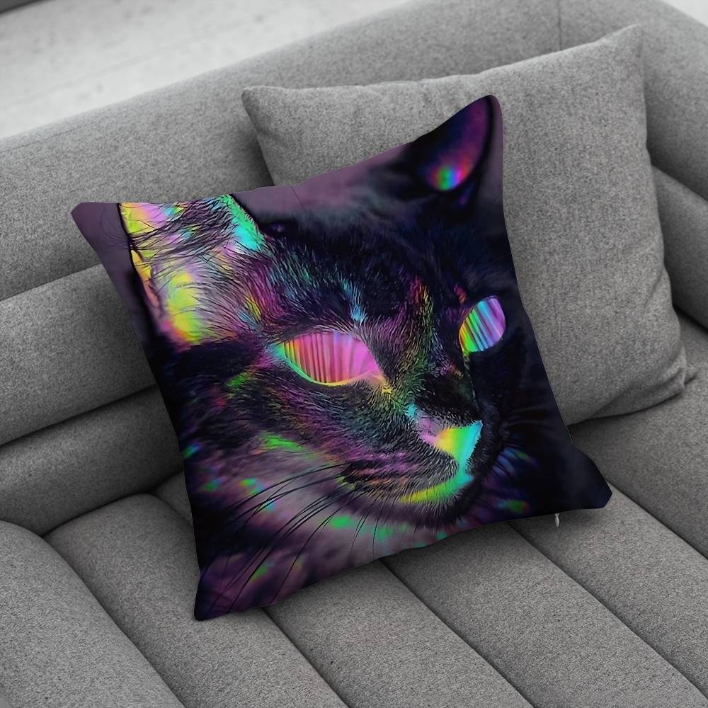 Cute Funny Rainbow Alien Cat Pillow Case Pillowcase Home Sofa Cushions Car Cushions Pillowcover Office Pillowshell Pillow