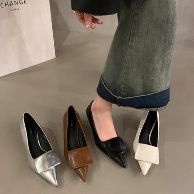 French Kitten and Single Shoes Women's Shoes 2025 New High-end Pointed Temperament Simple Black Evening Wind Boat Shoes