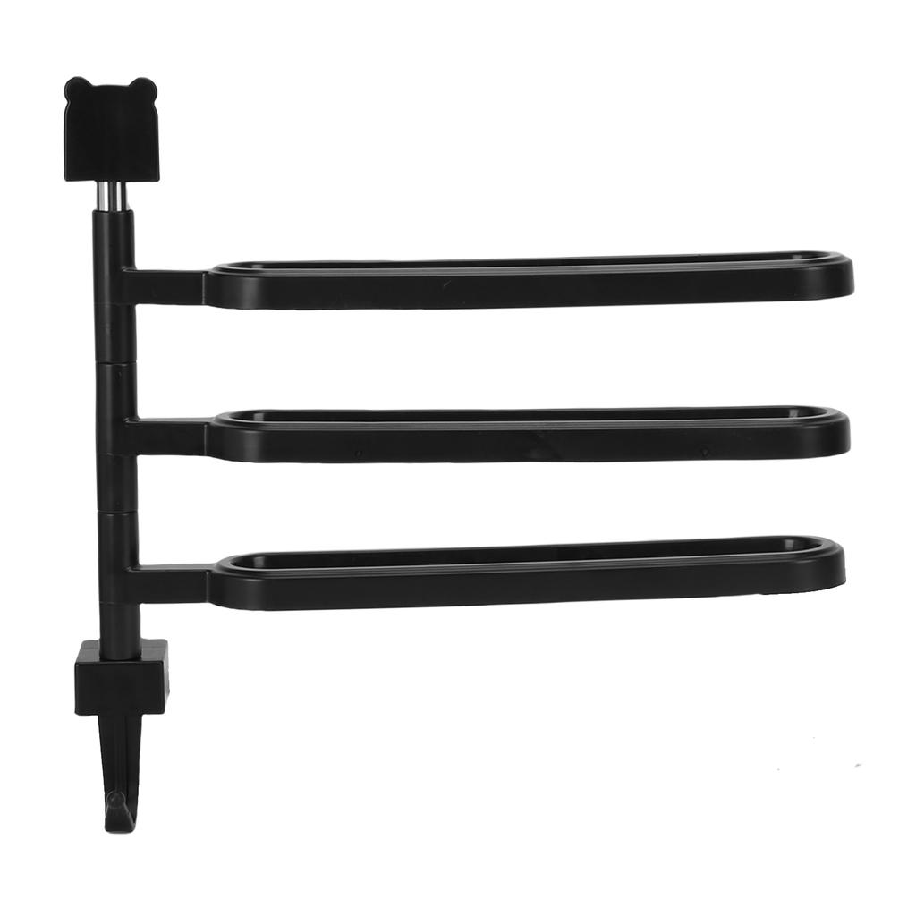 Towel Bar High Strength ABS Multi Arm Wall Mounted Towel Rack Holder with Hook for Bathroom Black