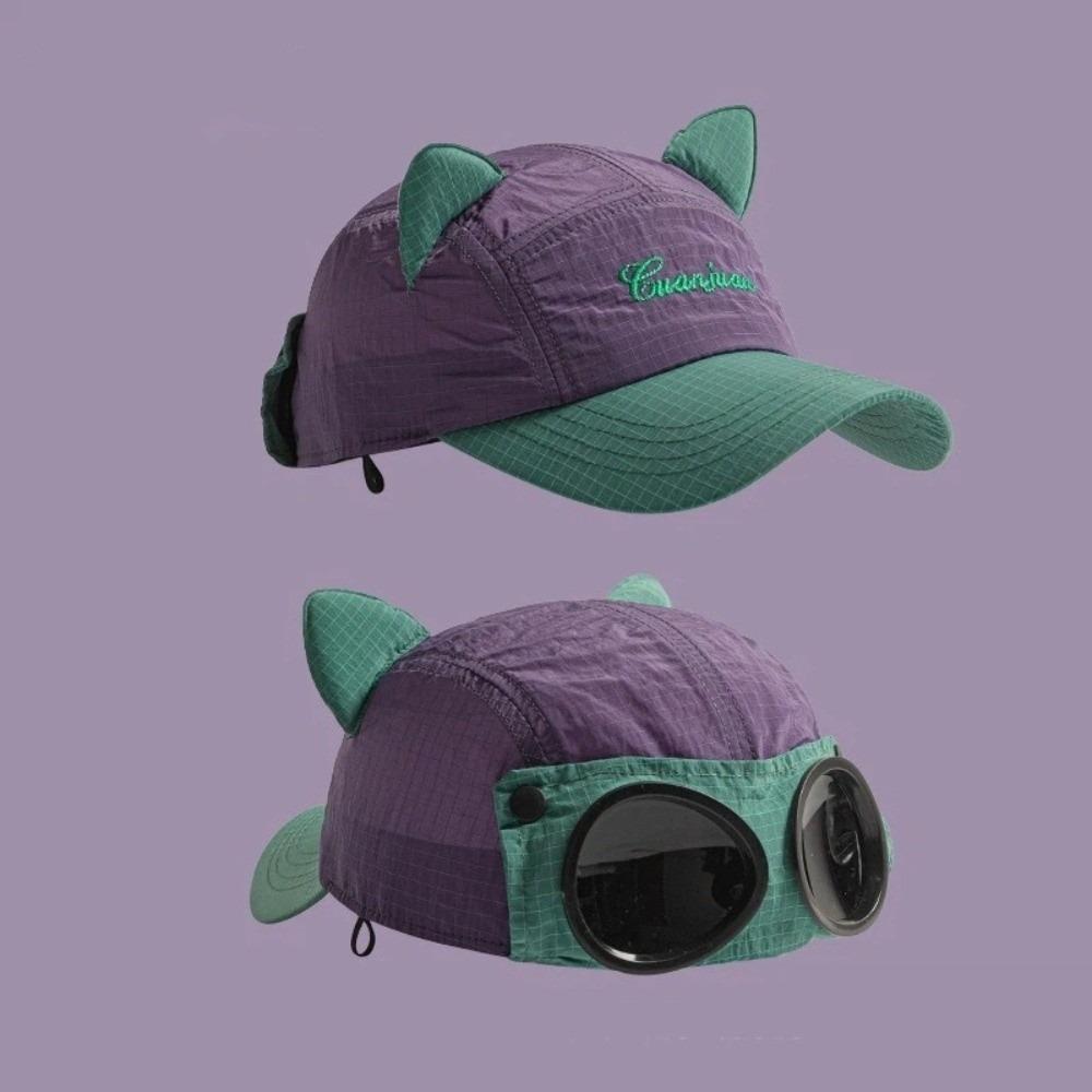 Quick-drying Baseball Cap Cat Ear Sunshade Hat Fashion Sunglasses Pilot Hats Unisex