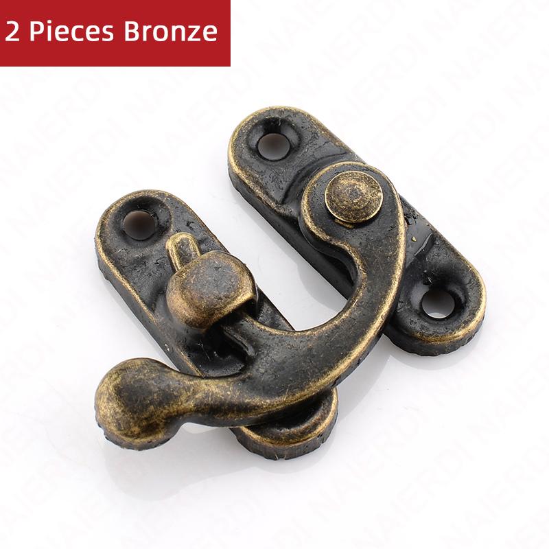 NAIERDI 2PCS Small Antique Metal Lock Decorative Hasps Hook Gift Wooden Jewelry Box Padlock With Screws For Furniture Hardware