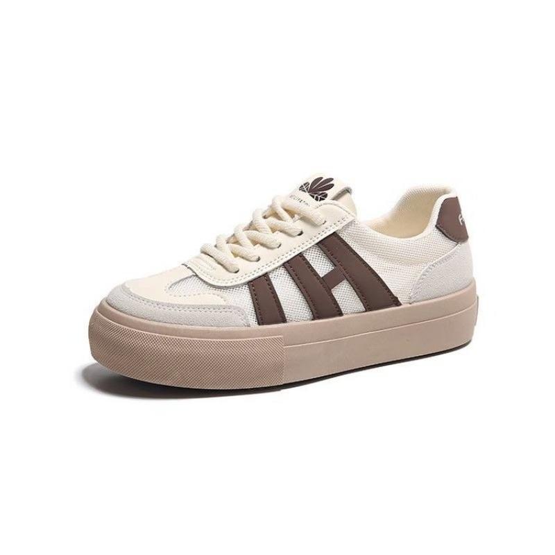 Summer New Trendy Striped Board Shoes Women's Mesh Breathable Little White Shoes Thick-soled Trendy Women's Shoes