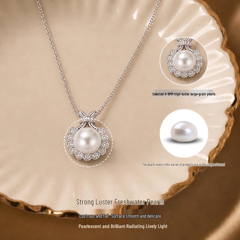 S925 Silver Bead Floral Freshwater Pearl Necklace with Bowknot Diamond Design - Elegant, Luxurious, & Versatile Clavicle Chain