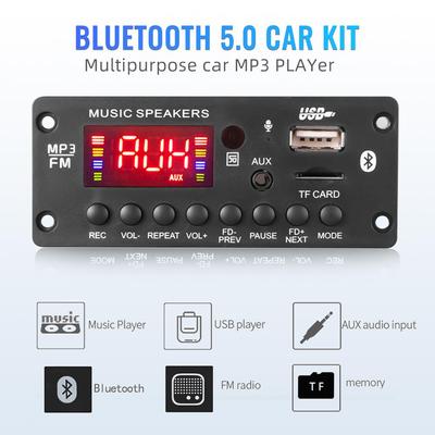 2*25W Bluetooth 5.0 MP3 WMA Decoder Board 5V-20V Amplifier Car Audio USB TF FM Radio Module Color Screen MP3 Player With Remote Control