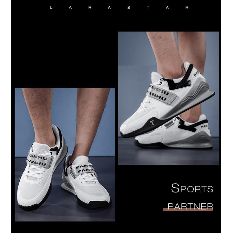 Mens Low-Cut Weightlifting Shoes Squat Training Rubber Sole Anti-Slip Gym Footwear TPU Upper