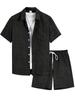 1116 solid color sports suit men's summer semi-zipper short-sleeved breathable casual shorts men's two-piece set