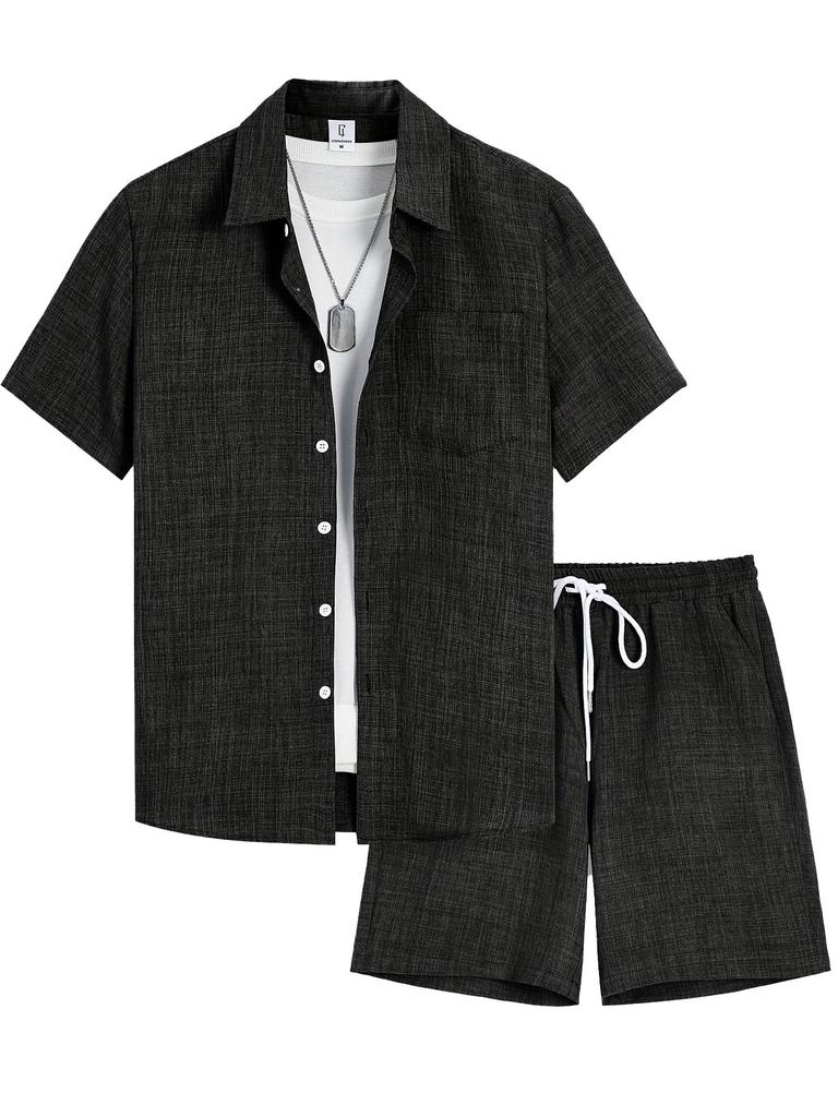 1116 solid color sports suit men's summer semi-zipper short-sleeved breathable casual shorts men's two-piece set