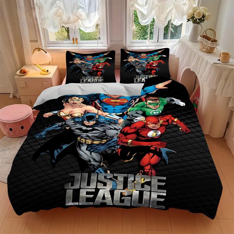 

3pcs Superhero, Justice_League Cover Set, Bedding Set, Soft Comfortable Duvet Cover, For Bedroom, Guest Room (1*Duvet Cover + 2*Pillowcases, 250x220cm