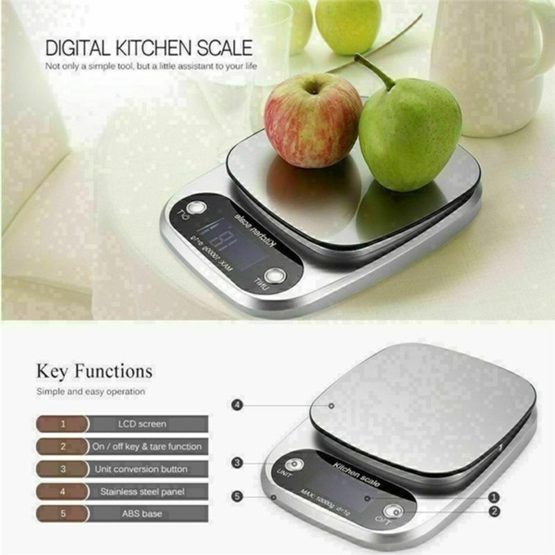 2021 NEW Portable Precise 10kg LCD Kitchen Scales Stainless Steel Electronic Kitchen Electronic Scale Gram Electronic Scale for Kitchen and Cooking In