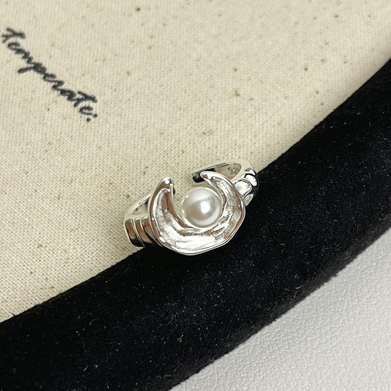 PANJBJ 925 Silver Stars Ring For Women Blue Crystal Opening Sweet Romance Irregular Versatile Jewelry Gift