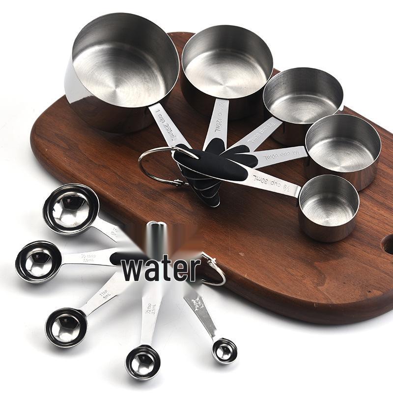 Rose Gold Measuring Set: Stainless Steel 10-Piece Spoons, 16-Piece Spoons, Silicone 5-Piece Set, and Measuring Cups In Stock.