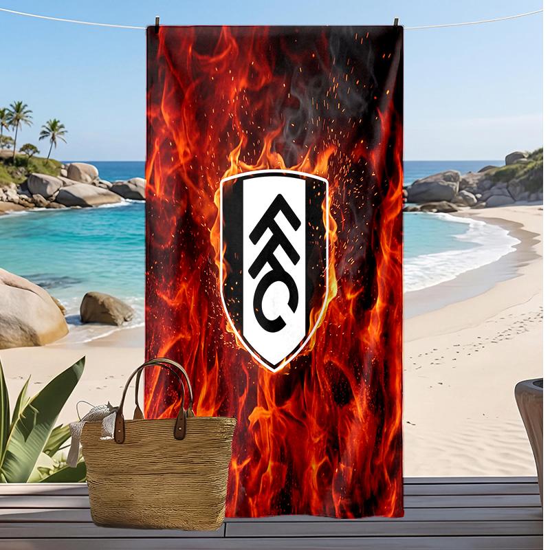 Fulham Football Print Beach Towel, Large Soft Quick Dry Towel for Beach Camping Swimming