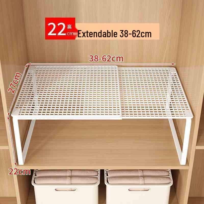 Expandable Wardrobe and Kitchen Organizer: Layered Shelves, Closet Dividers, Shoe Rack, and Gadget Storage