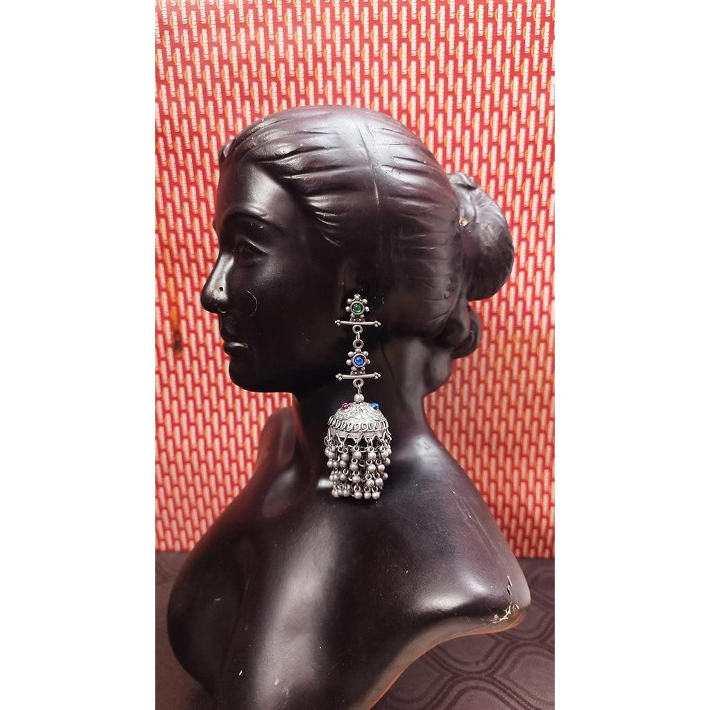 Anmol Fashion Afghani oxidierte lange große Jhumka Damen-Schmuckohrringe für Mädchen