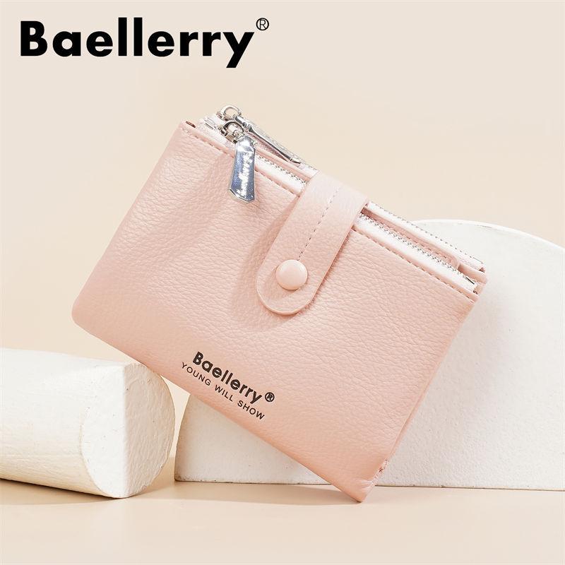 Baellerry Women Fashion Short Wallets Casual Tri-fold Coin Purse Double Zipper Card Holder Purses GZW