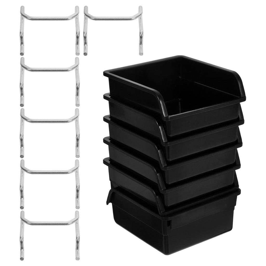 6pcs Pegboard Bins With Hooks Peg Board Bins For Tools Storage Hooks Pegboard Organizer Garage Baskets Pegboard Accessories
