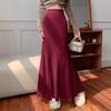 European, American Autumn and Winter New Solid Color Simple Foreign Style Medium and Long Fishtail Skirt Female Sexy Hip-wrapped Knitted Skirt