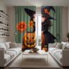 2pcs Set HD Halloween with Jack-o '-lantern Flower Witch Curtain Green Tie Digital Printed Curtain Home Decoration Style Deco