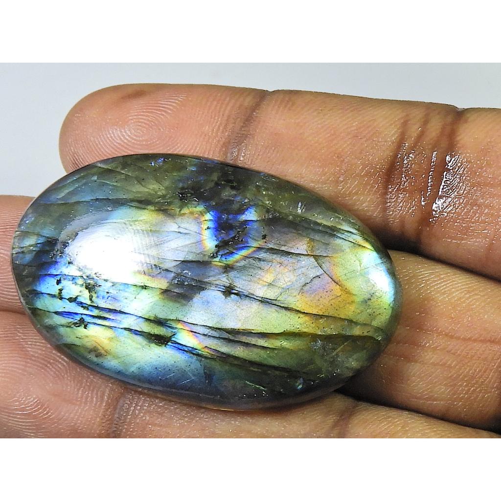 103 Cts. Volný přírodní drahokam labradoritu s oválným multi kabošonem 29X48X09 MM SK-1305