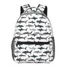 Cartoon Sharks Pattern Student School Bag Travel Laptop Backpack 15.6 Inch Durable Lightweight Book Bag Hiking Camping Daypack