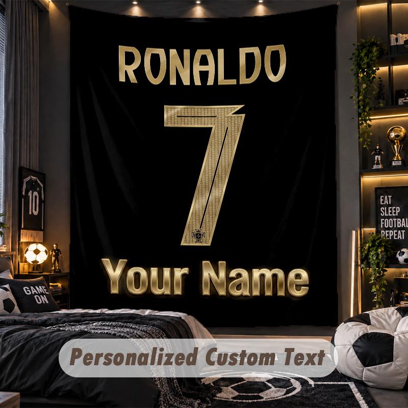 Wandteppich Cristiano Ronaldo Benutzerdefinierter Name Text Personalisierter Wandbehang Teppich Heimwanddekoration