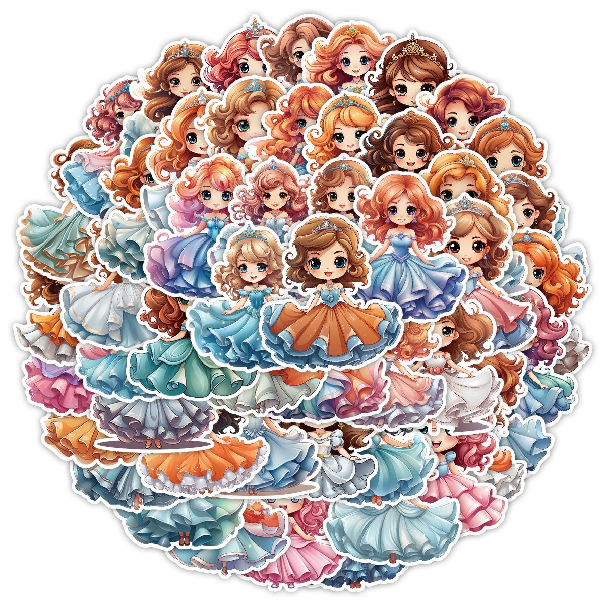 

50 Мультяшных Наклеек Серии Принцесс Граффити, Милые Канцелярские Наклейки, Водонепроницаемые Декоративные Наклейки для Стакана для Воды и Компьютера
