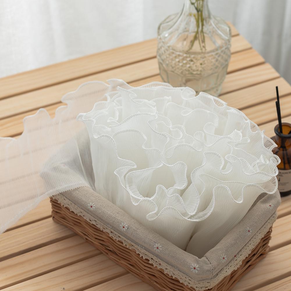 16CM Wide Pleated Organza Fabric  Big Wave Ruffle Trim 3D Lace Fringe Ribbon Wedding Dress Collar DIY Crafts Sewing Supplies
