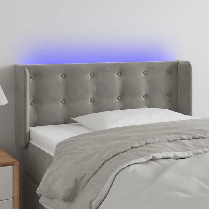 VidaXL Tête de Lit à LED Meuble de Chambre à Coucher Accessoire de Lit Simple Tête de Cadre de Lit Intérieur Gris Clair 3123706
