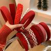 3Pcs Retro Red Women's Headband Velvet Headband Headband With Plaid, Pearl, Plush, Fabric, Knitted Mixed Design Wide Brim Sp