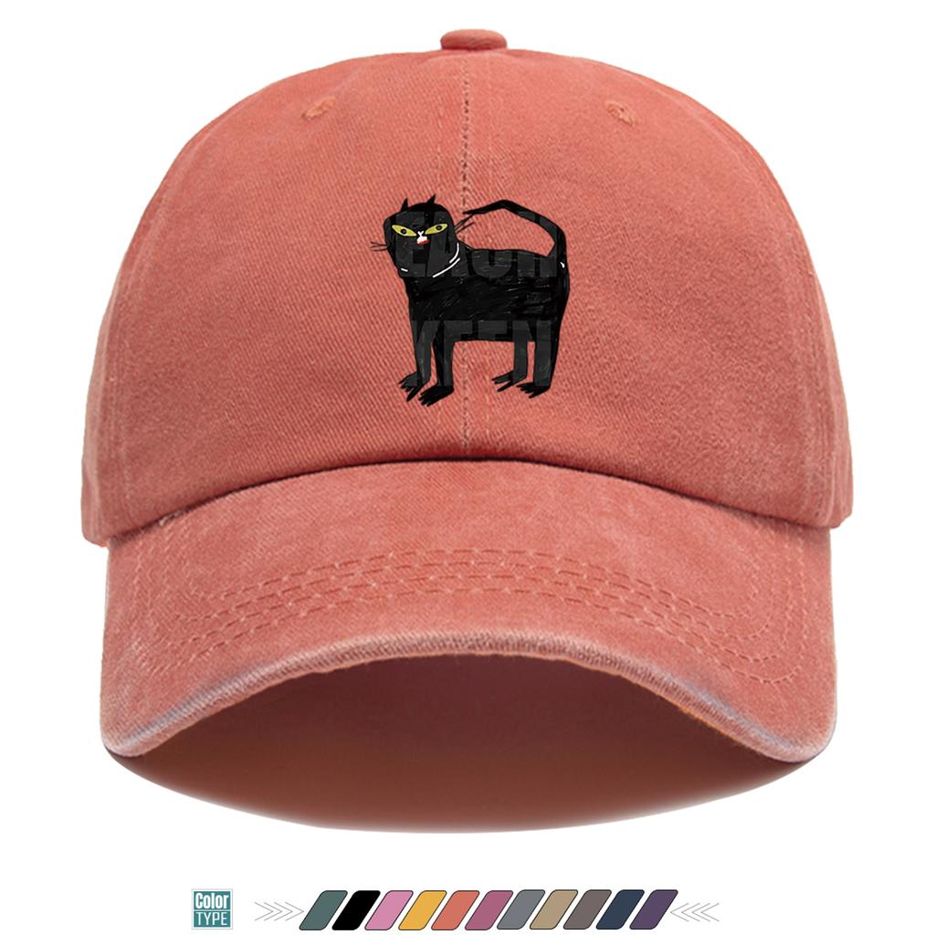 pc Black Cat Print Pattern Baseball Cap Creative Personalized Graffiti Design Trendy Fashion Street Style Unisex Adjustable H