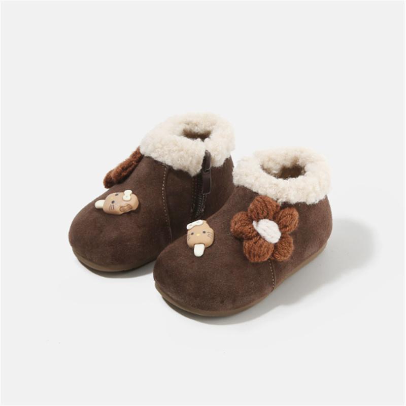

Winter Baby Shoes Leather Warm Fur Butterfly-knot Toddler Kids Shoes Little Girls Boots EU 16-26 27