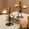 Vintage Metal Candle Holder Iron Art Table Decoration Romantic Home Decor Candlelight Dinner Ornament Prop