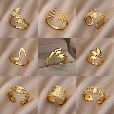 Stainless Steel Rings for Women Men Gold Color Engagement Wedding Party Ring Female Male Finger Jewelry Birthday Gift 2024 Trend