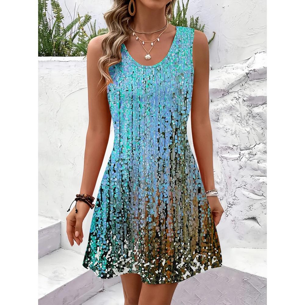 Женское летнее платье без рукавов для отпуска Женское пляжное платье без карманов Модное свободное повседневное дышащее платье 2XS