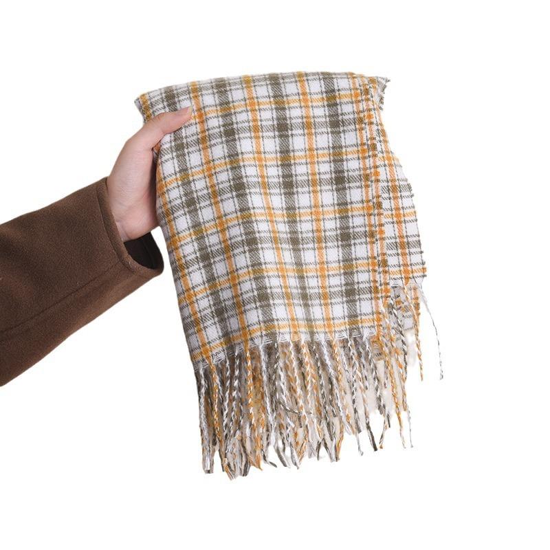 2025 New Scarf Women's High-end Imitation Cashmere Color Plaid Autumn and Winter Warm Plaid Shawl