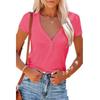 T-shirt Sexy da Donna con Scollo a V Primavera Estate Manica Corta Top