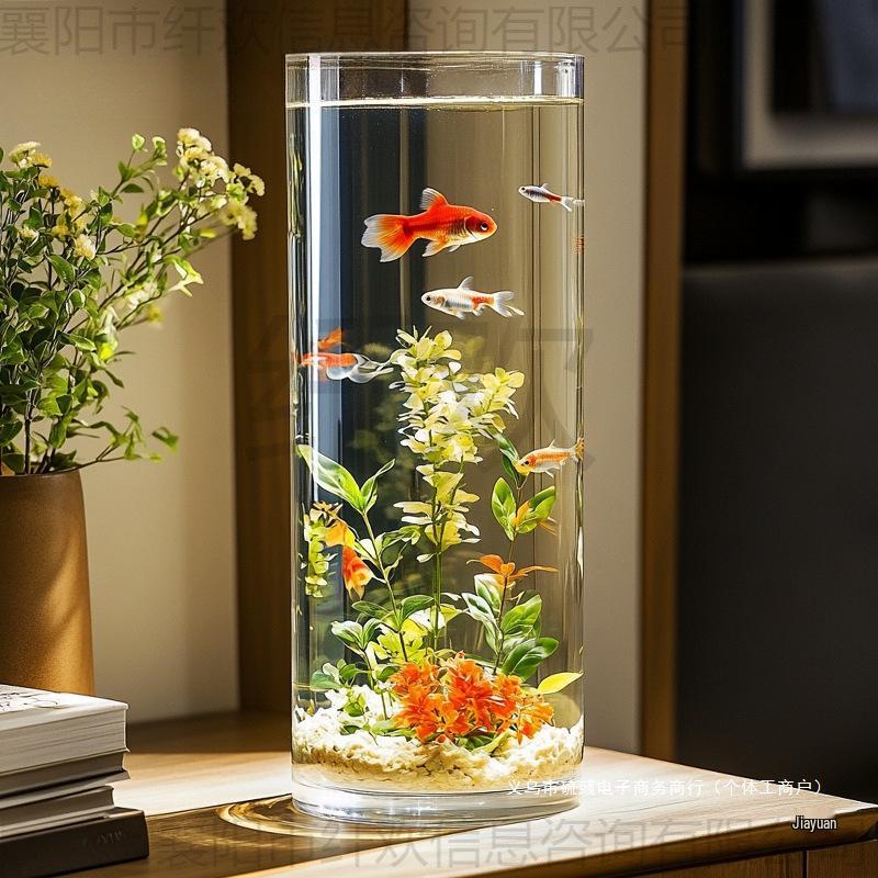 

Круглий акриловий ультрабілий акваріум - Прозорий, Ударостійкий, Маленький настільний акваріум для золотих рибок