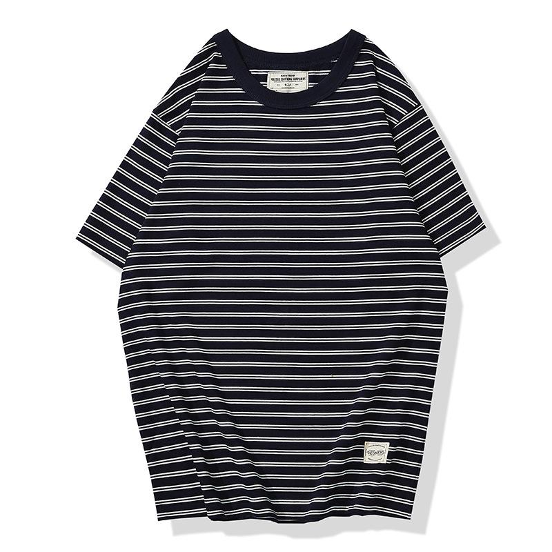OKONKWO Men s 230g Cotton Fine Stripe Short-Sleeve Sailor T-Shirt Extra Large