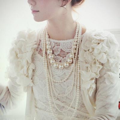 Stylowy naszyjnik sweterkowy Delikatny wielowarstwowy łańcuszek damski temperamentowy z koralikami