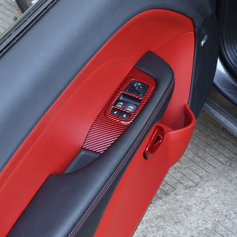 Door Interior Handle Window Lift Panel Decoration Protective Cover For Dodge Challenger 2015 Up Car Interior Accessories