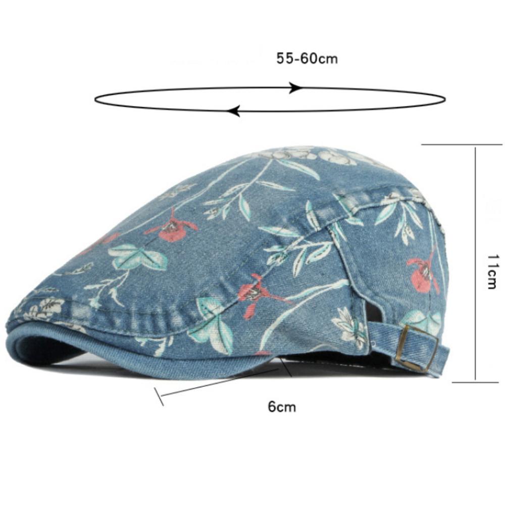 HT4641 Beret Cap Spring Summer Denim Hat Men Women Cap Floral Artist Painter Beret Hat Adjustable Ivy Flat Cap Male Female Beret