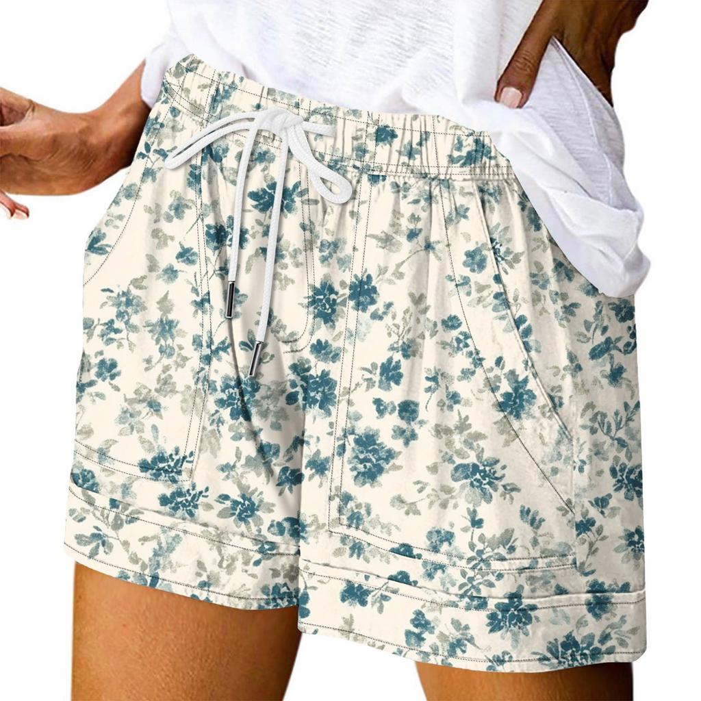 Damen Casual Sommer Elastische Strandshorts Print Casual Shorts